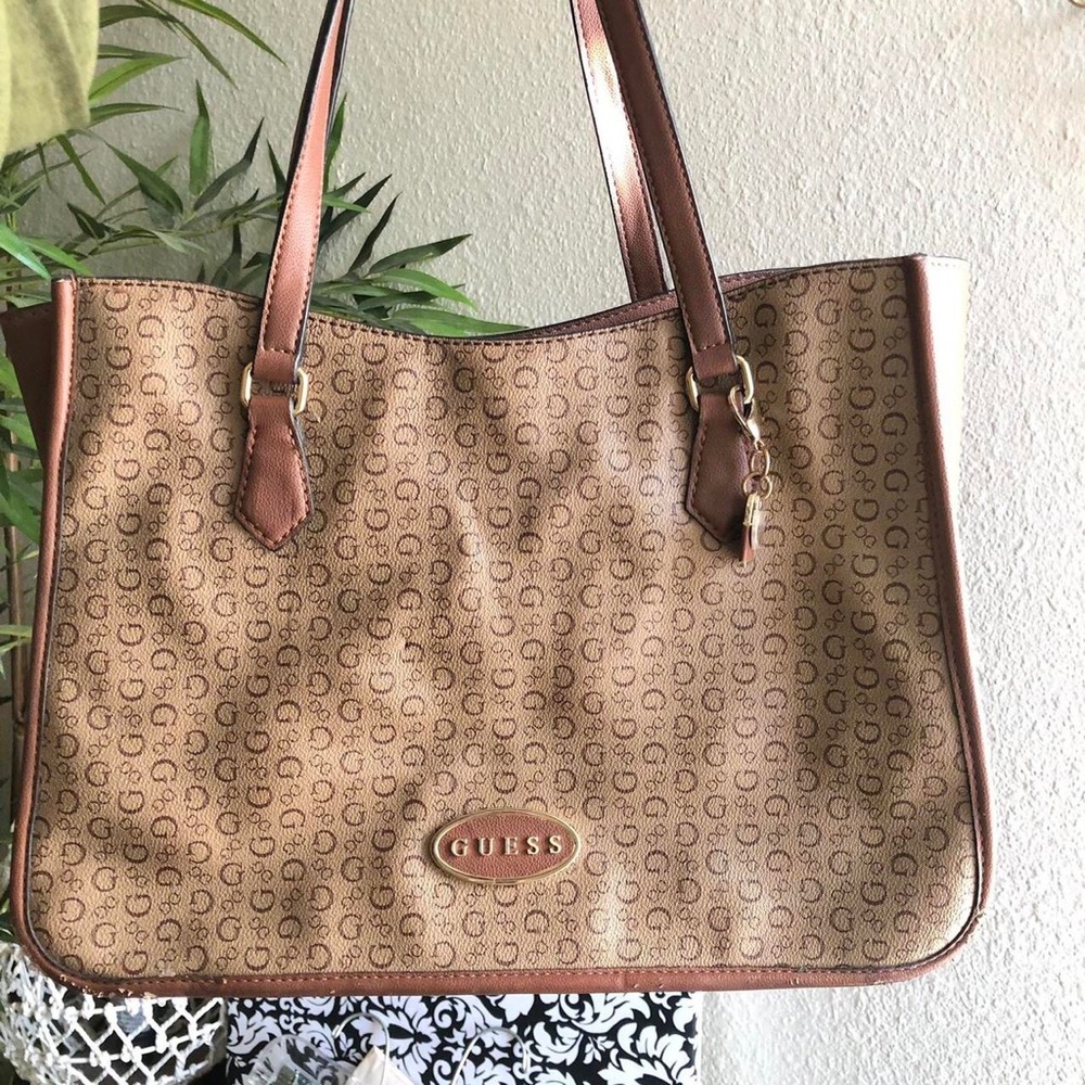 GUESS tote monogram hand shoulder bag purse for work school college books laptop